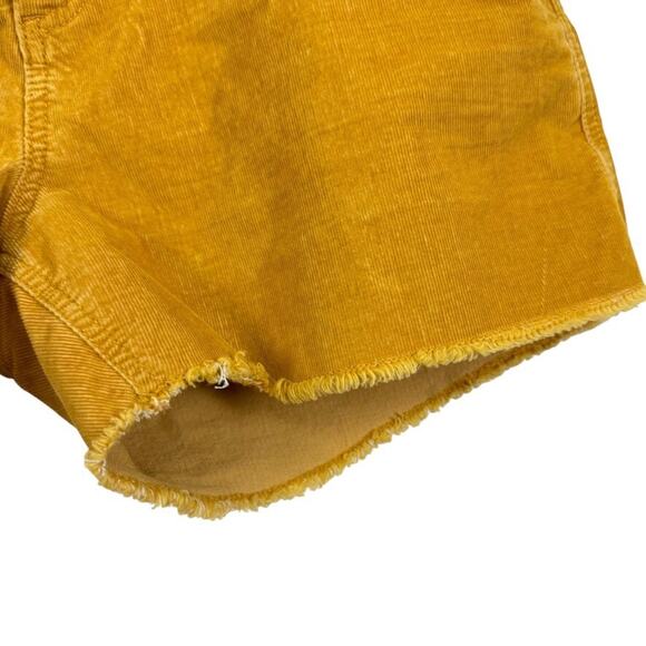 Gap Womens Fine Wale Mustard Yellow Corduroy Shorts Raw Hem Stretch Mid Rise 12 - Picture 7 of 16